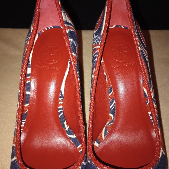 Tory Burch Red, White, and Blue Platform Heels Women's 9.5 - Picture 6 of 10